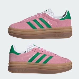 Adidas Women's Pink and Green Platform Sneakers